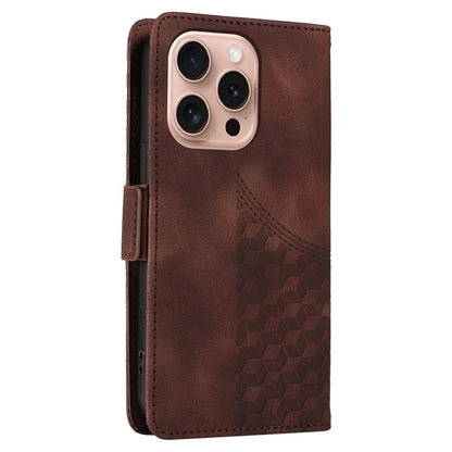 For iPhone 16 Pro Case Rhombus Starry Leather Wallet Flip Phone Cover