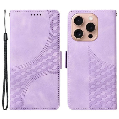 For iPhone 16 Pro Case Rhombus Starry Leather Wallet Flip Phone Cover