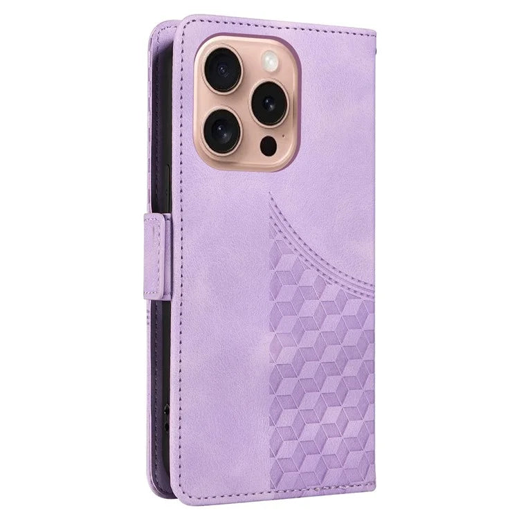 For iPhone 16 Pro Case Rhombus Starry Leather Wallet Flip Phone Cover