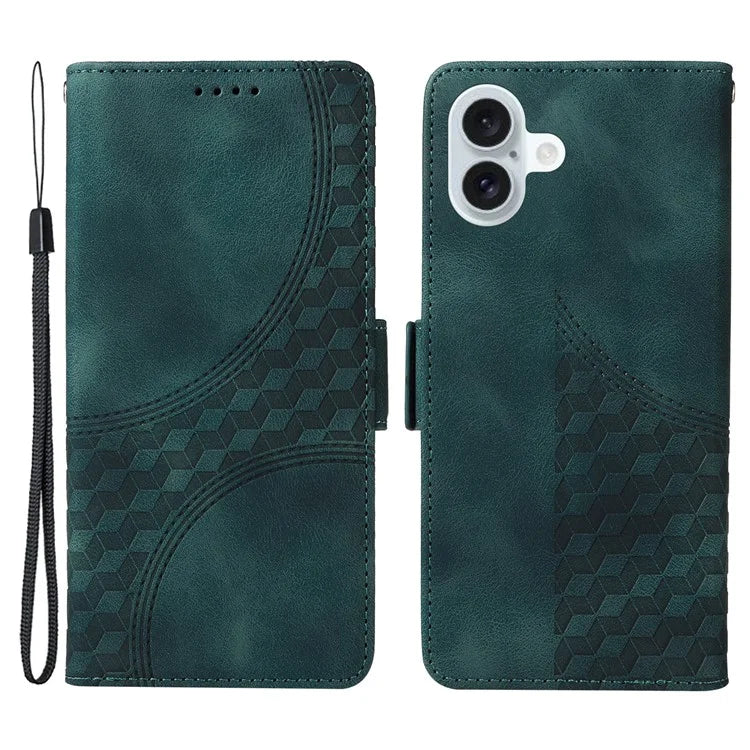 For iPhone 16 Plus Case Rhombus Starry PU Leather Protective Phone Cover