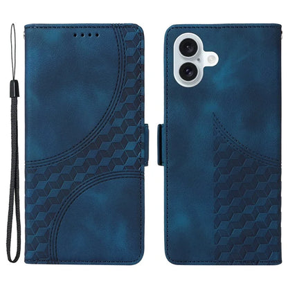 For iPhone 16 Plus Case Rhombus Starry PU Leather Protective Phone Cover
