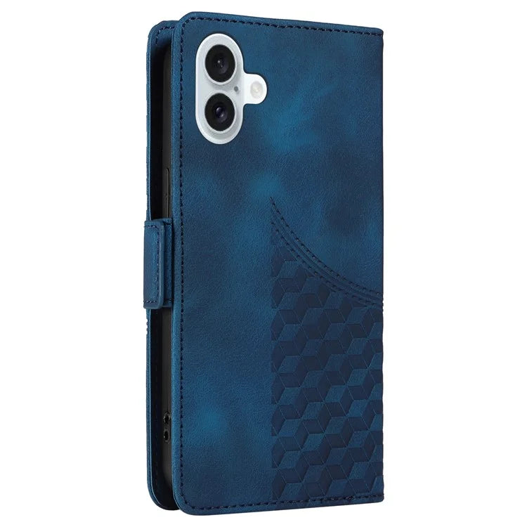 For iPhone 16 Plus Case Rhombus Starry PU Leather Protective Phone Cover