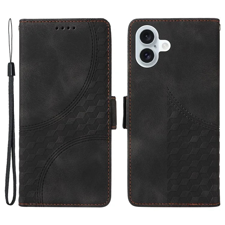 For iPhone 16 Plus Case Rhombus Starry PU Leather Protective Phone Cover