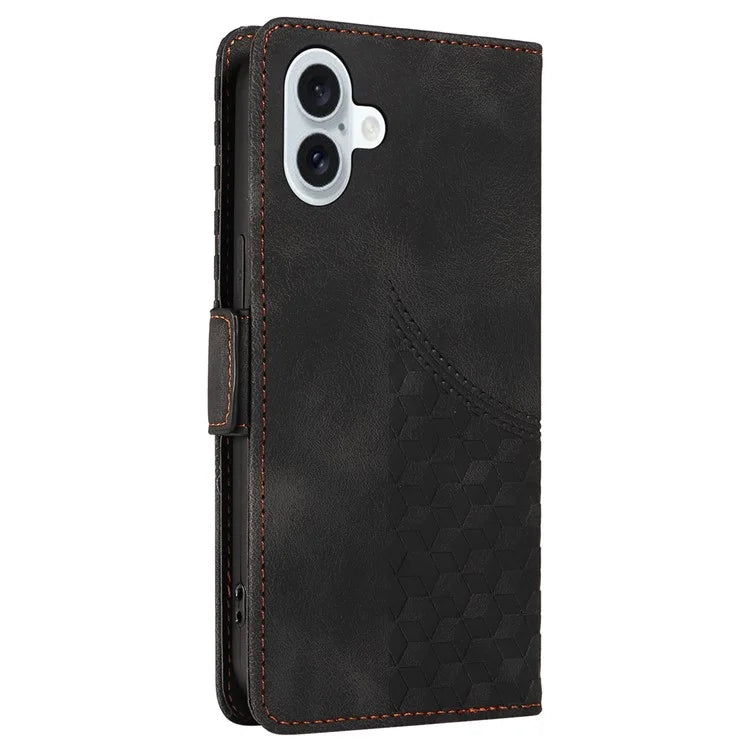 For iPhone 16 Plus Case Rhombus Starry PU Leather Protective Phone Cover