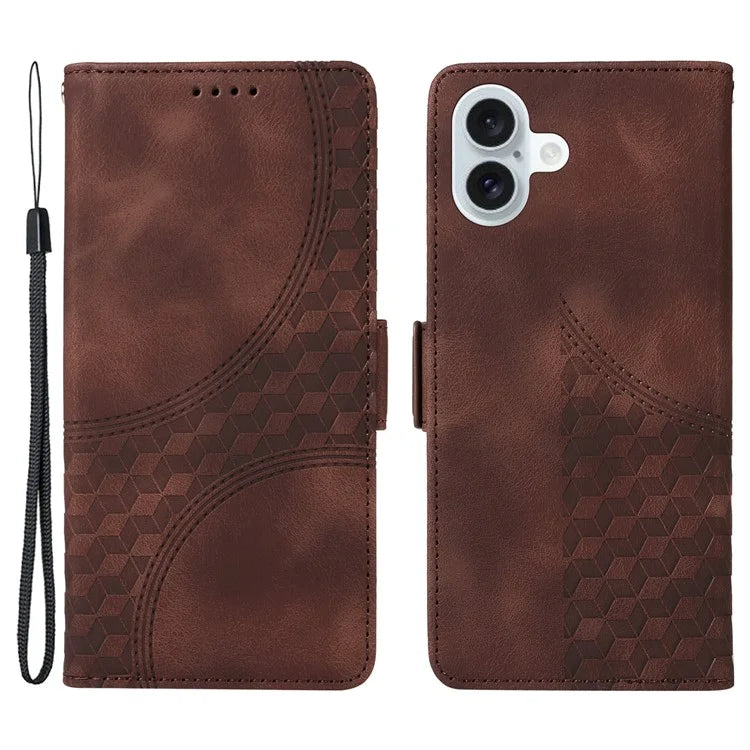 For iPhone 16 Plus Case Rhombus Starry PU Leather Protective Phone Cover