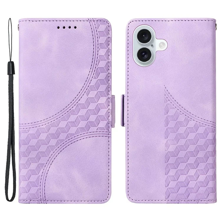For iPhone 16 Plus Case Rhombus Starry PU Leather Protective Phone Cover