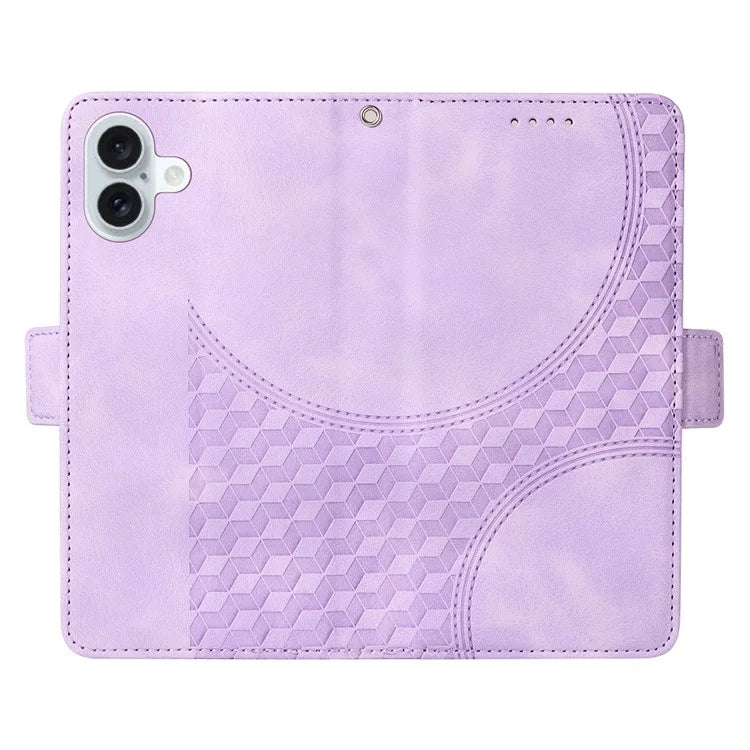 For iPhone 16 Plus Case Rhombus Starry PU Leather Protective Phone Cover