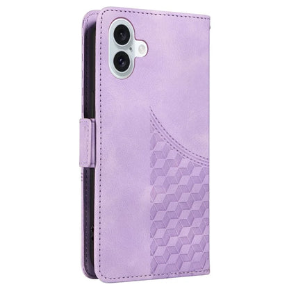 For iPhone 16 Plus Case Rhombus Starry PU Leather Protective Phone Cover