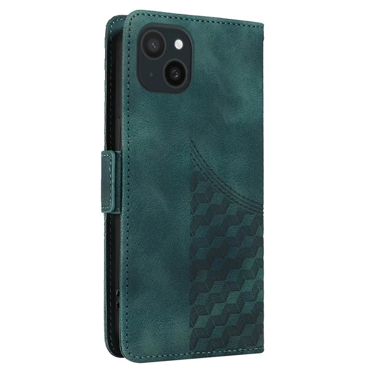 For iPhone 15 Plus Wallet Case Rhombus Starry Phone Leather Cover
