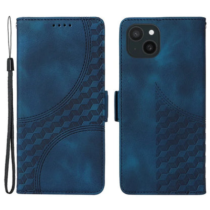For iPhone 15 Plus Wallet Case Rhombus Starry Phone Leather Cover