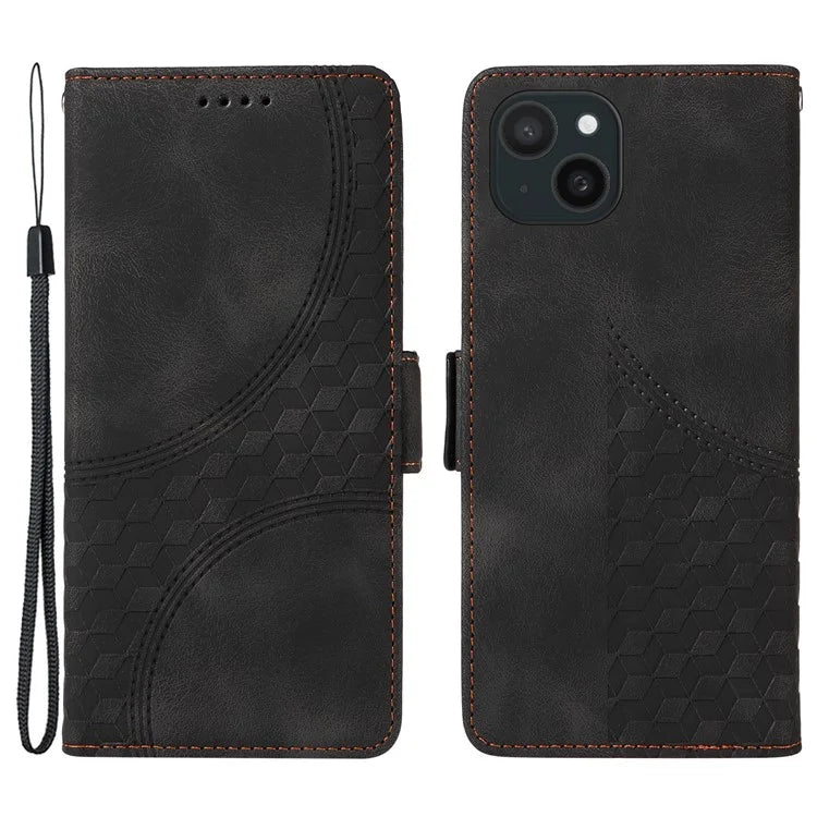 For iPhone 15 Plus Wallet Case Rhombus Starry Phone Leather Cover