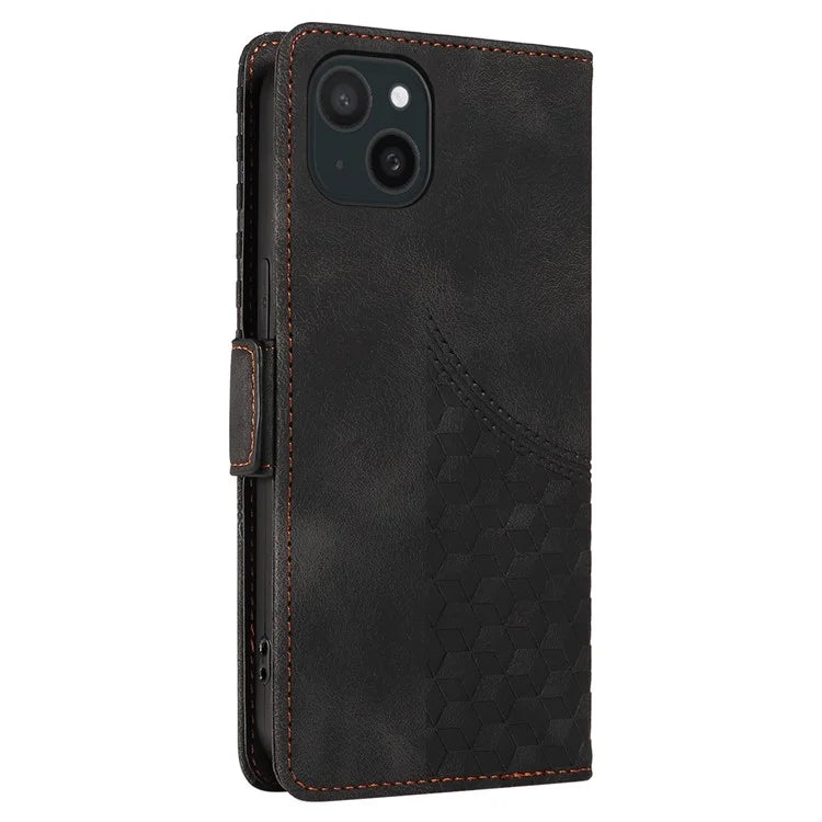 For iPhone 15 Plus Wallet Case Rhombus Starry Phone Leather Cover