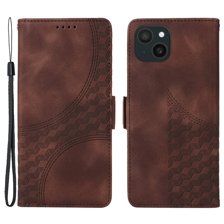 For iPhone 15 Plus Wallet Case Rhombus Starry Phone Leather Cover