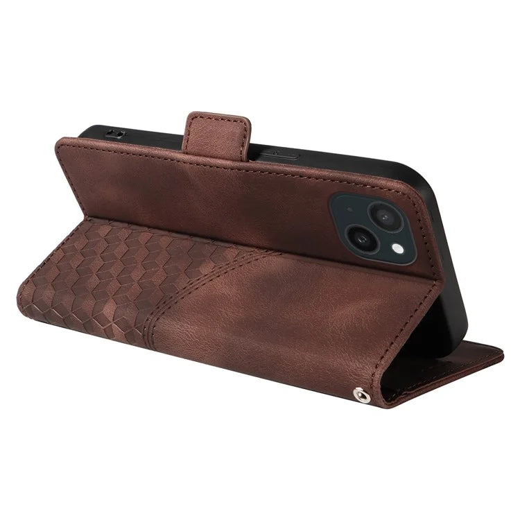 For iPhone 15 Plus Wallet Case Rhombus Starry Phone Leather Cover