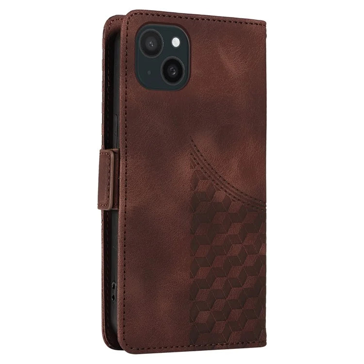 For iPhone 15 Plus Wallet Case Rhombus Starry Phone Leather Cover