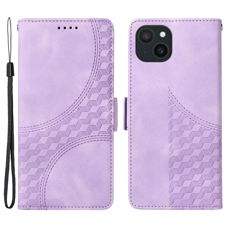 For iPhone 15 Plus Wallet Case Rhombus Starry Phone Leather Cover