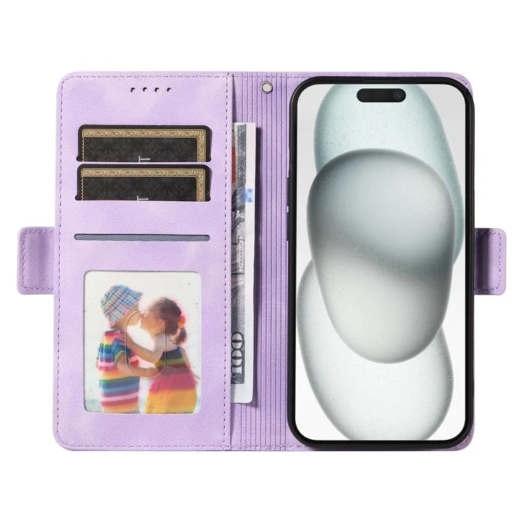 For iPhone 15 Plus Wallet Case Rhombus Starry Phone Leather Cover