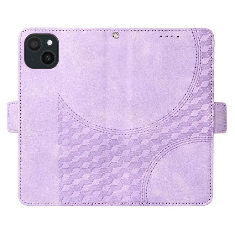 For iPhone 15 Plus Wallet Case Rhombus Starry Phone Leather Cover