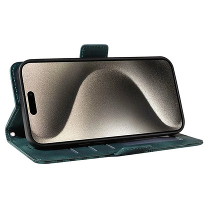 For iPhone 15 Pro Max Case with Strap Rhombus Starry Leather Phone Cover