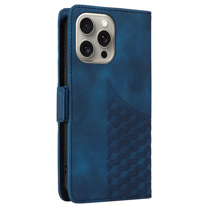 For iPhone 15 Pro Max Case with Strap Rhombus Starry Leather Phone Cover