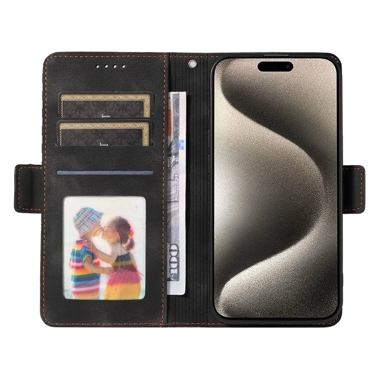 For iPhone 15 Pro Max Case with Strap Rhombus Starry Leather Phone Cover