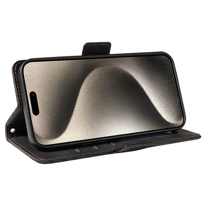 For iPhone 15 Pro Max Case with Strap Rhombus Starry Leather Phone Cover