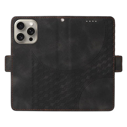 For iPhone 15 Pro Max Case with Strap Rhombus Starry Leather Phone Cover
