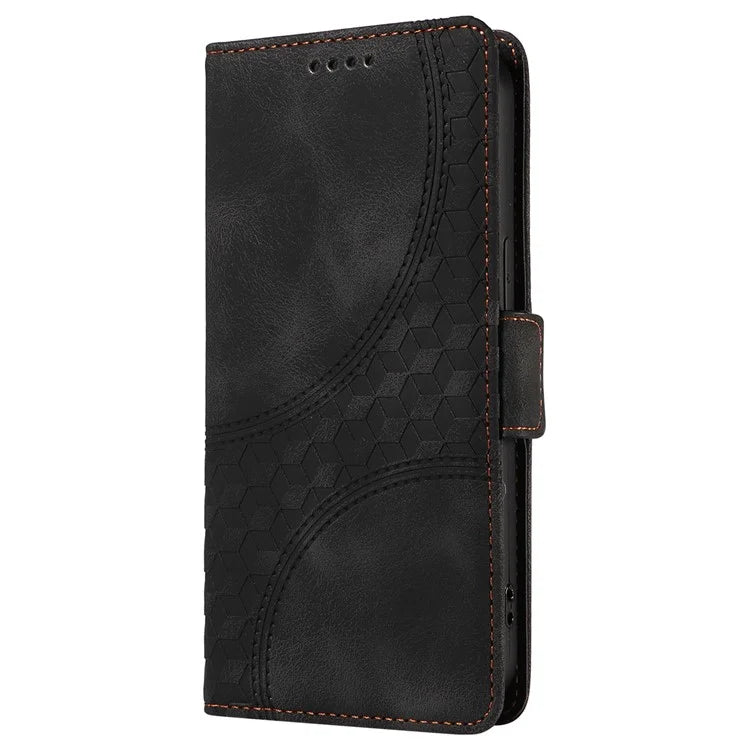 For iPhone 15 Pro Max Case with Strap Rhombus Starry Leather Phone Cover