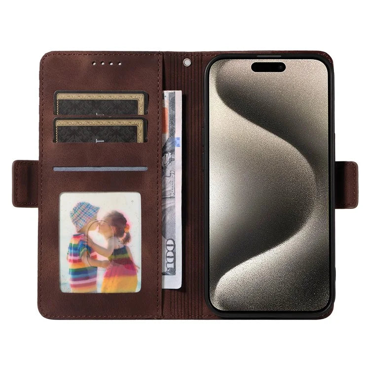 For iPhone 15 Pro Max Case with Strap Rhombus Starry Leather Phone Cover