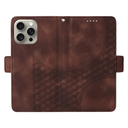 For iPhone 15 Pro Max Case with Strap Rhombus Starry Leather Phone Cover