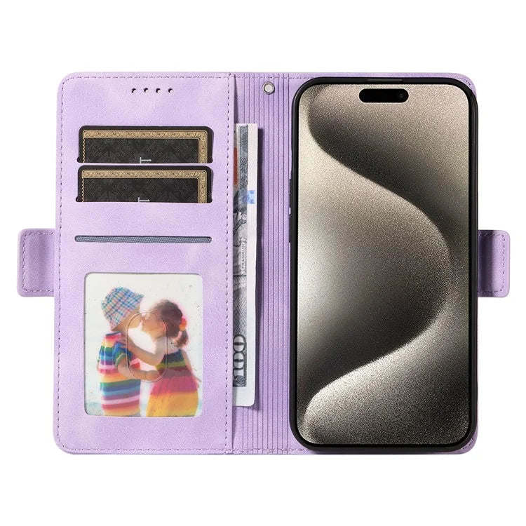 For iPhone 15 Pro Max Case with Strap Rhombus Starry Leather Phone Cover