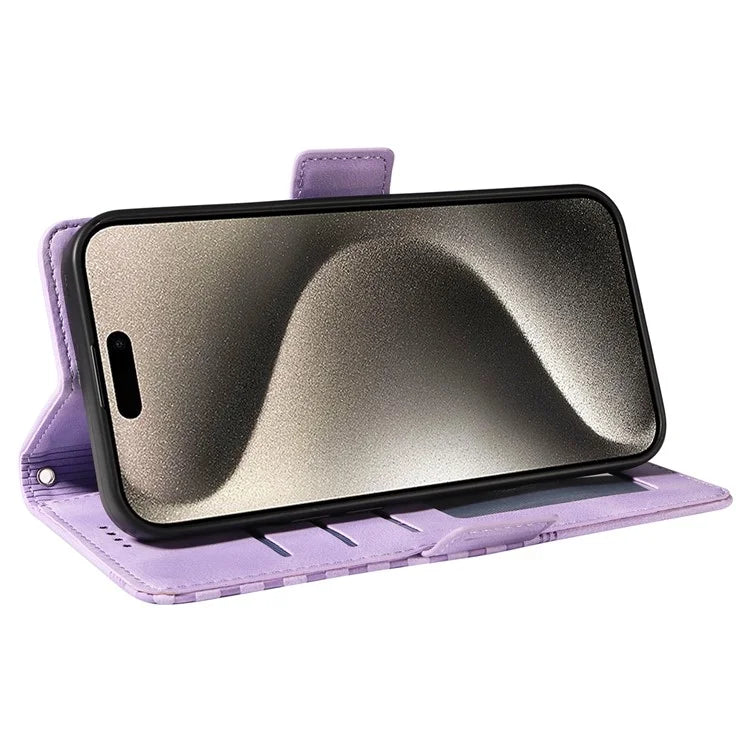 For iPhone 15 Pro Max Case with Strap Rhombus Starry Leather Phone Cover