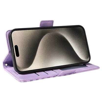 For iPhone 15 Pro Max Case with Strap Rhombus Starry Leather Phone Cover