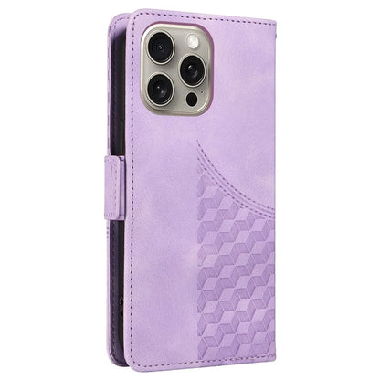 For iPhone 15 Pro Max Case with Strap Rhombus Starry Leather Phone Cover