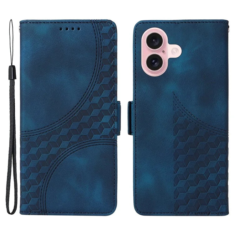 For iPhone 16 Case Rhombus Starry Wallet Stand Leather Phone Cover