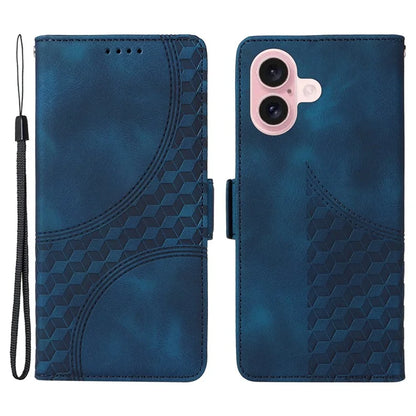 For iPhone 16 Case Rhombus Starry Wallet Stand Leather Phone Cover