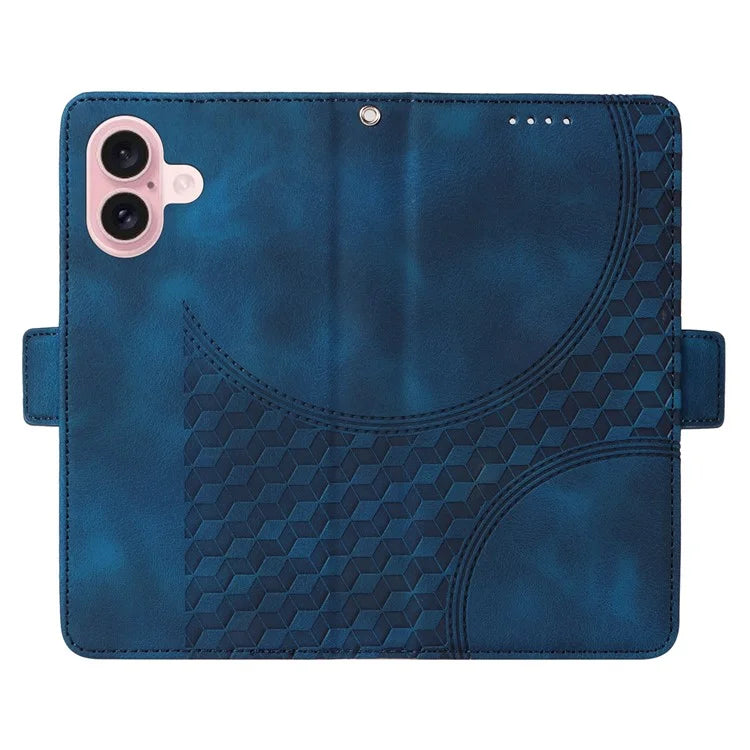 For iPhone 16 Case Rhombus Starry Wallet Stand Leather Phone Cover