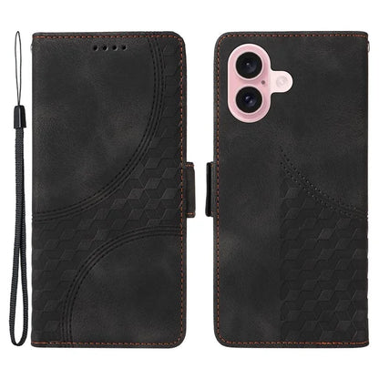 For iPhone 16 Case Rhombus Starry Wallet Stand Leather Phone Cover