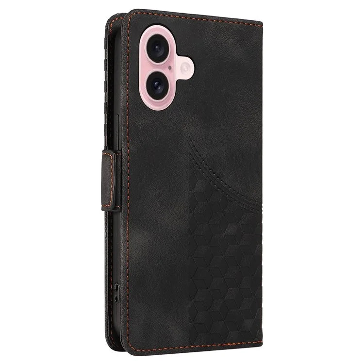 For iPhone 16 Case Rhombus Starry Wallet Stand Leather Phone Cover