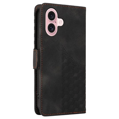 For iPhone 16 Case Rhombus Starry Wallet Stand Leather Phone Cover