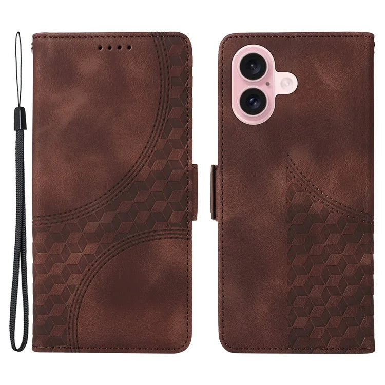 For iPhone 16 Case Rhombus Starry Wallet Stand Leather Phone Cover