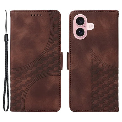 For iPhone 16 Case Rhombus Starry Wallet Stand Leather Phone Cover