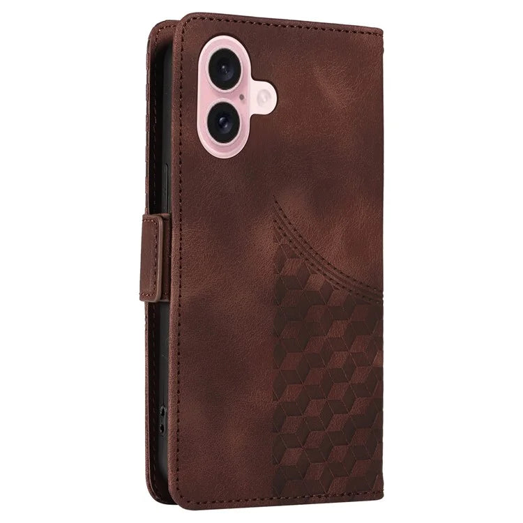 For iPhone 16 Case Rhombus Starry Wallet Stand Leather Phone Cover