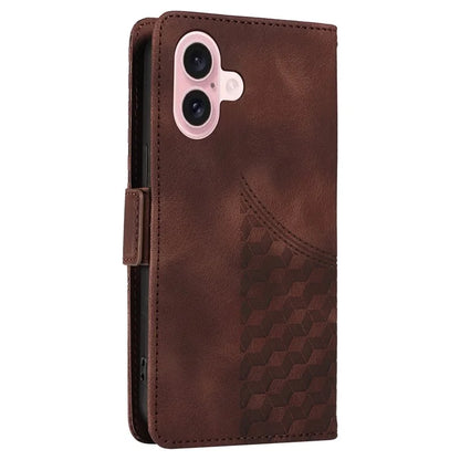 For iPhone 16 Case Rhombus Starry Wallet Stand Leather Phone Cover