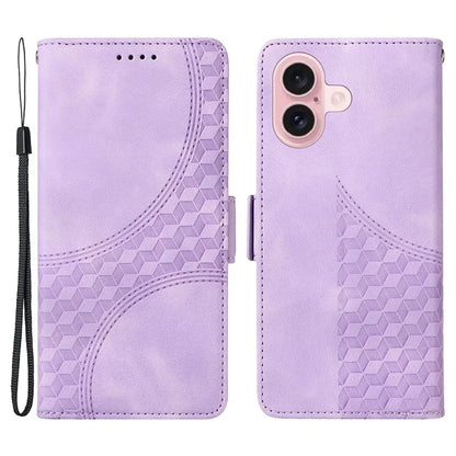 For iPhone 16 Case Rhombus Starry Wallet Stand Leather Phone Cover