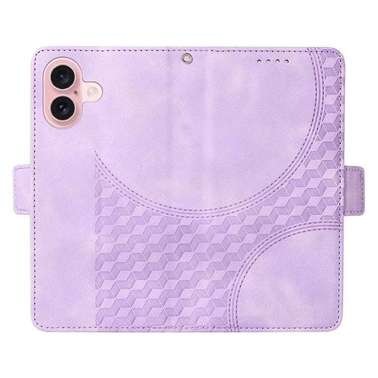 For iPhone 16 Case Rhombus Starry Wallet Stand Leather Phone Cover