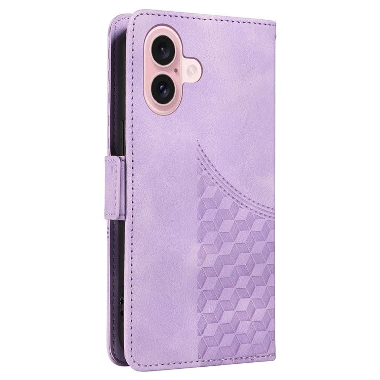 For iPhone 16 Case Rhombus Starry Wallet Stand Leather Phone Cover