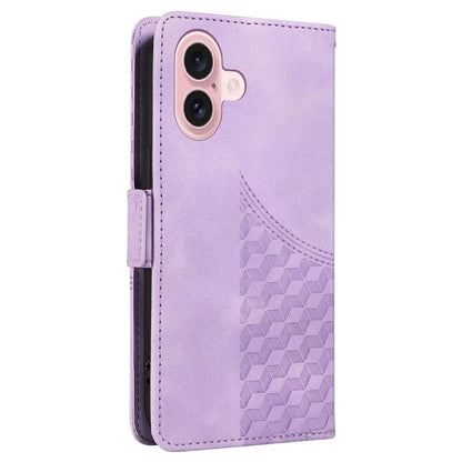 For iPhone 16 Case Rhombus Starry Wallet Stand Leather Phone Cover