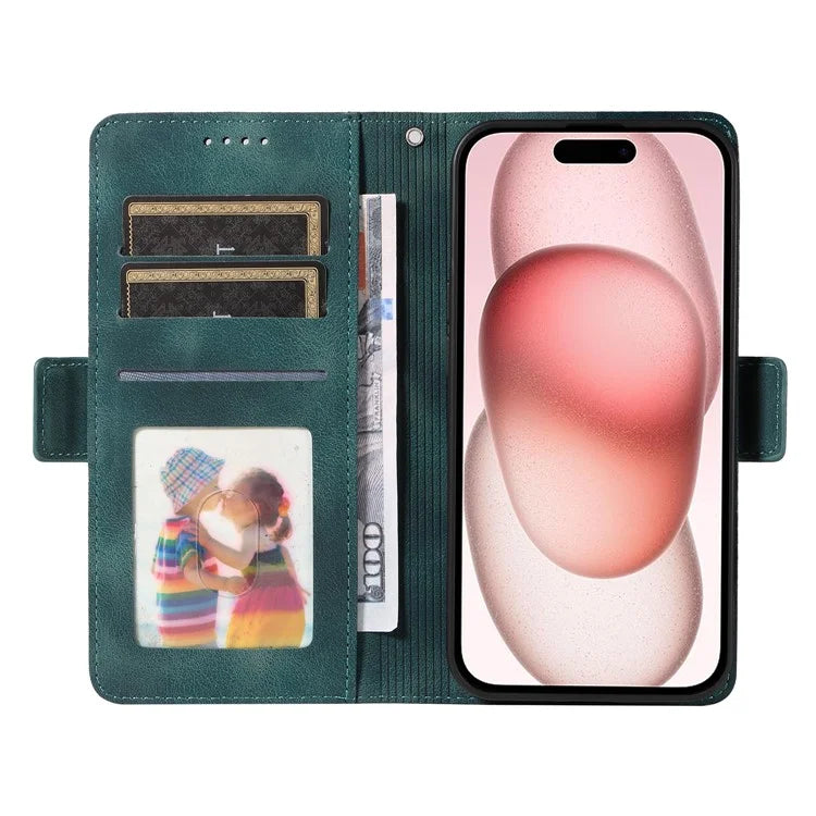For iPhone 15 Case PU Leather Rhombus Starry Phone Wallet Cover