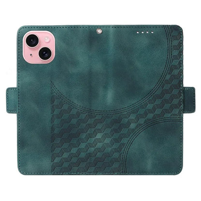For iPhone 15 Case PU Leather Rhombus Starry Phone Wallet Cover